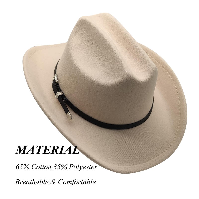 Willheoy Kids Cowboy Hat for Girls Boys Western Cowgirl Hat with Buckle Belt Unisex Wide Brim Fedora Hat Dress Up Costume - Image 3